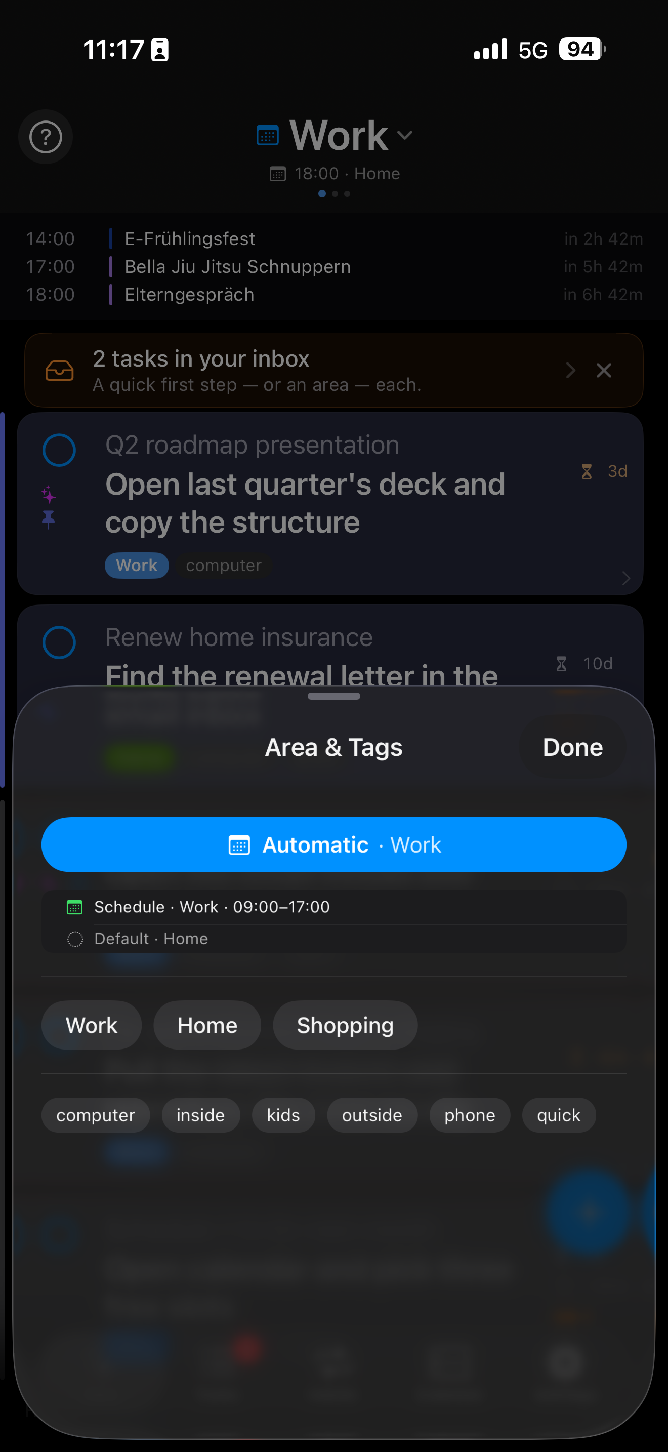 Context picker pulldown